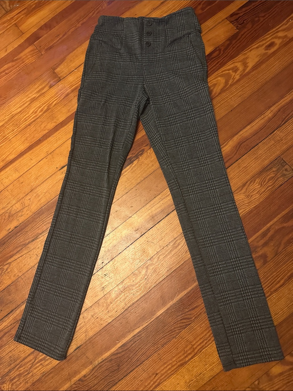 HALARA Gray Plaid Straight-Leg Pants